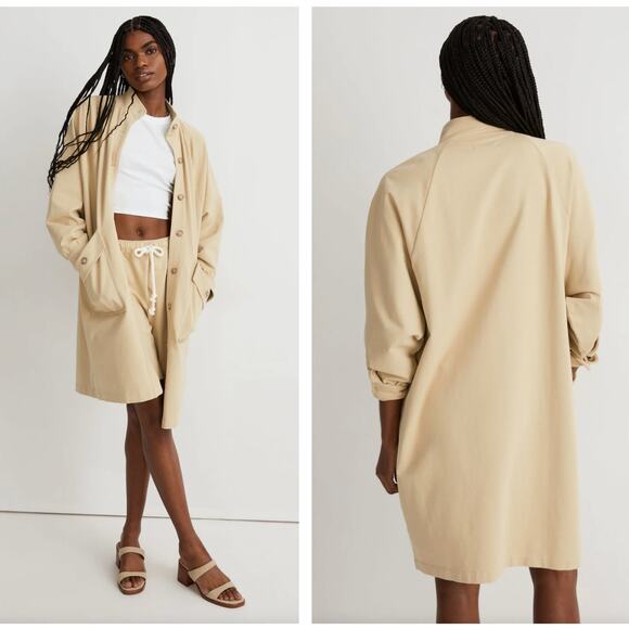 MADEWELL Structured Terry Longline Coat Pale Lichen Yellow Tan Sz M {3P49} - Picture 1 of 6
